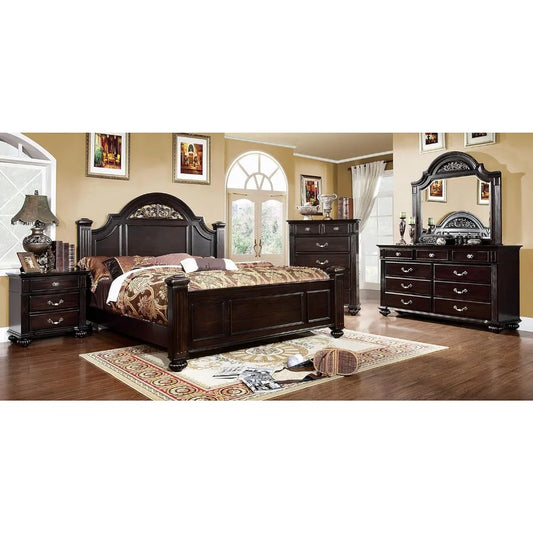 XMSJH Traditional Solid Wood Bedroom Set With Nightstands