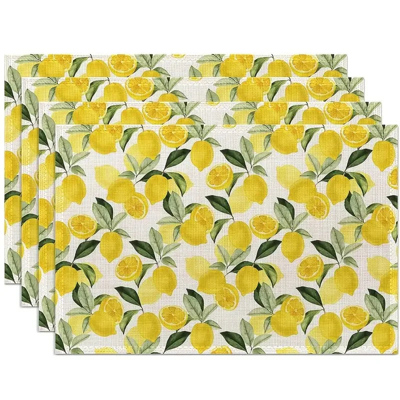 Zhejiang Lemon Printed Linen Placemat Set For Summer Table