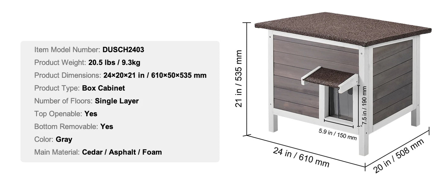 SucceBuy Outdoor Cat House Weatherproof, Feral Cat Shelter for Cat Outdoor Wooden Cat Rabbit House with All-Round Foam Insulated