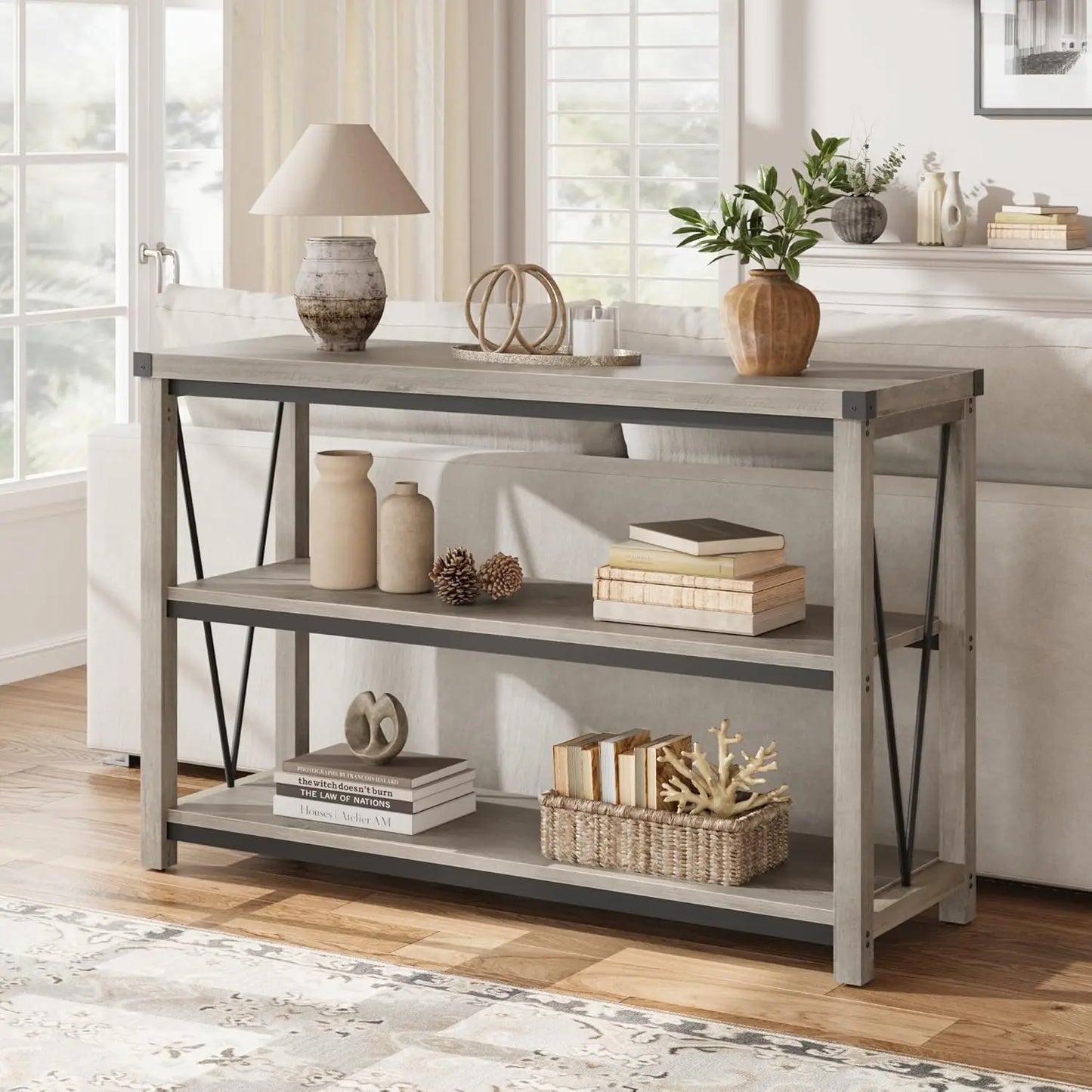 HiMISSH Farmhouse Entryway Console Table With Storage