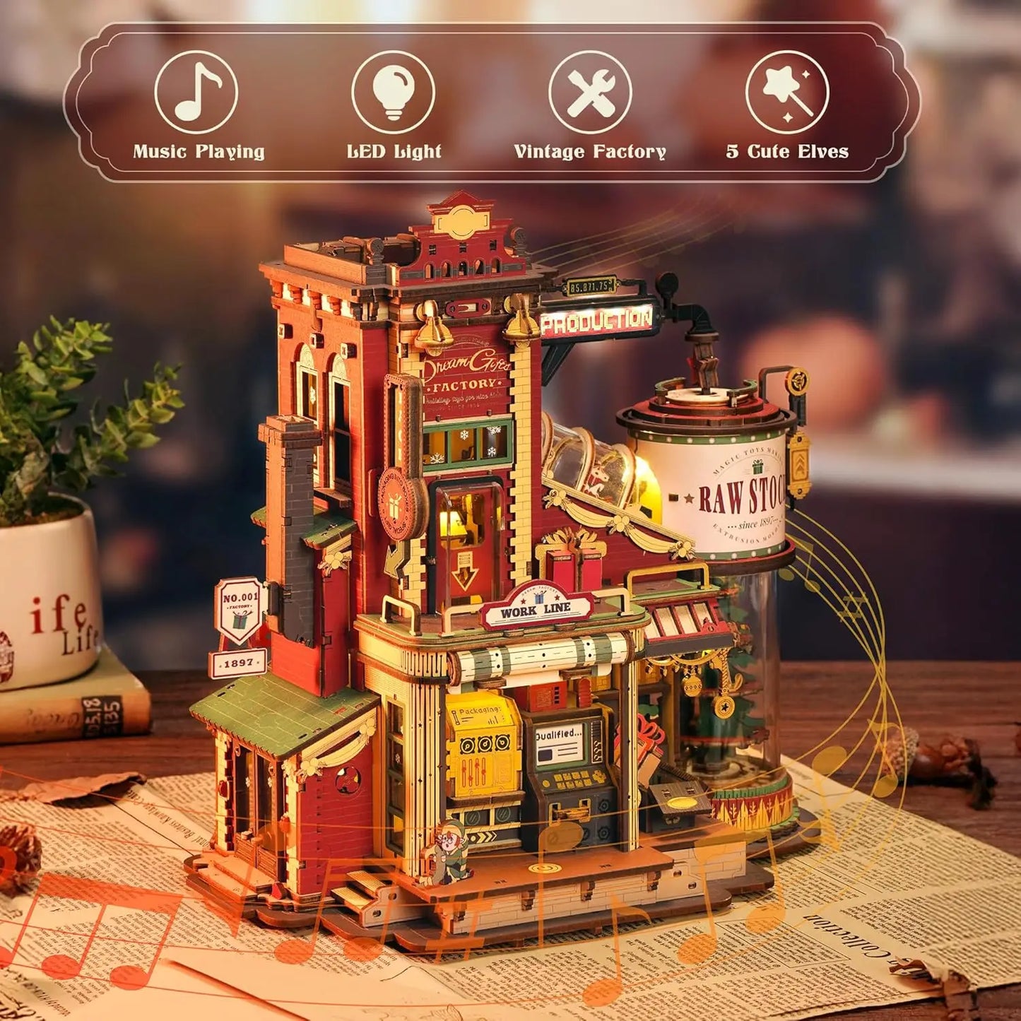 Robotime Dream Gift Factory Wooden Music Box Puzzle Kit