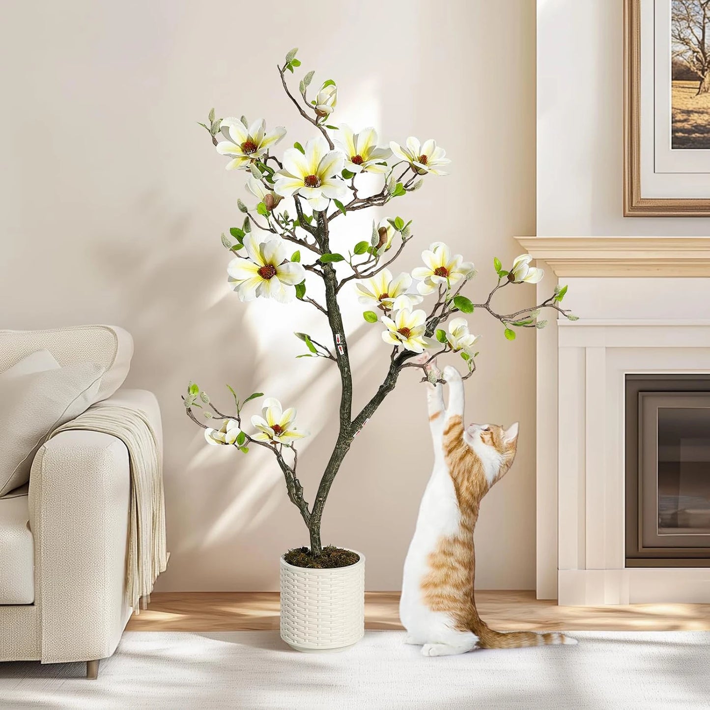 Artificial Magnolia Plant With LED Light Outdoor Patio Decor