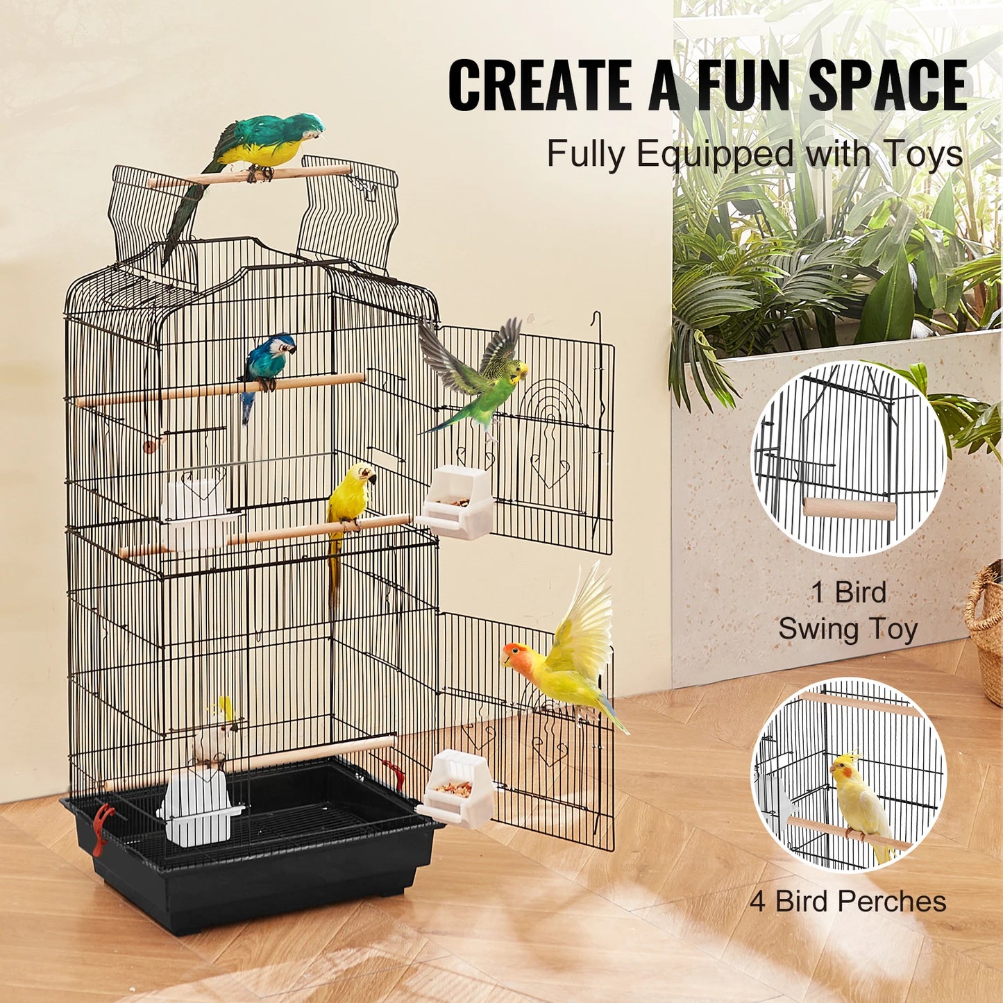 SucceBuy Open Top Parrot Bird Cage For Travel And Flight