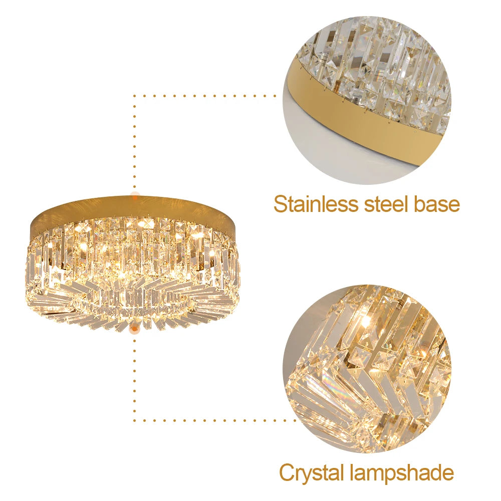 Crystal Ceiling Lamp Living Room Gold Luxury Modern Chandeliers Decoration Led Ceiling Lights Lighting Fixture Diameter 40 50cm