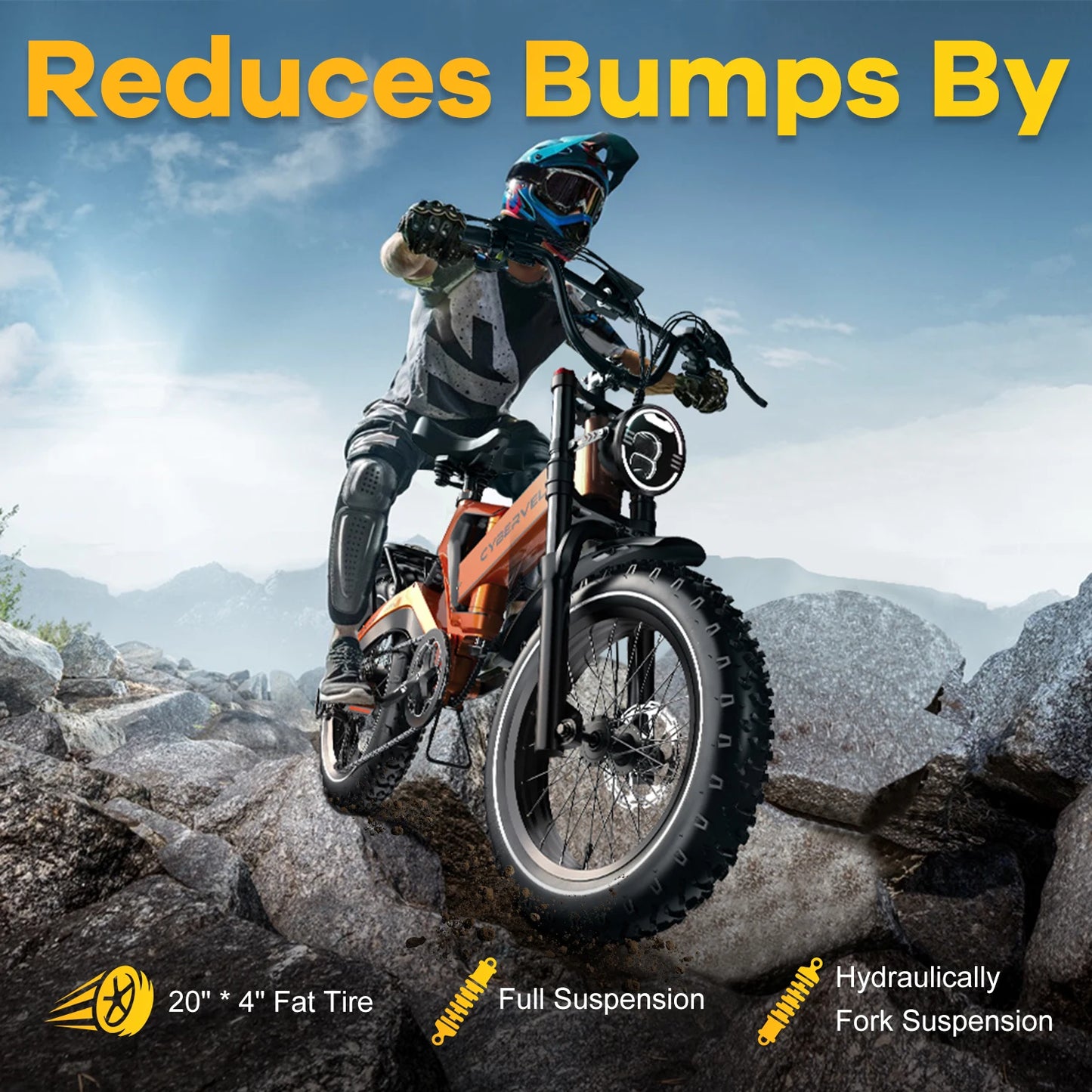 CYBERVELO EK6 Peak Folding Electric Bike 2000W 35MPH 100 Miles