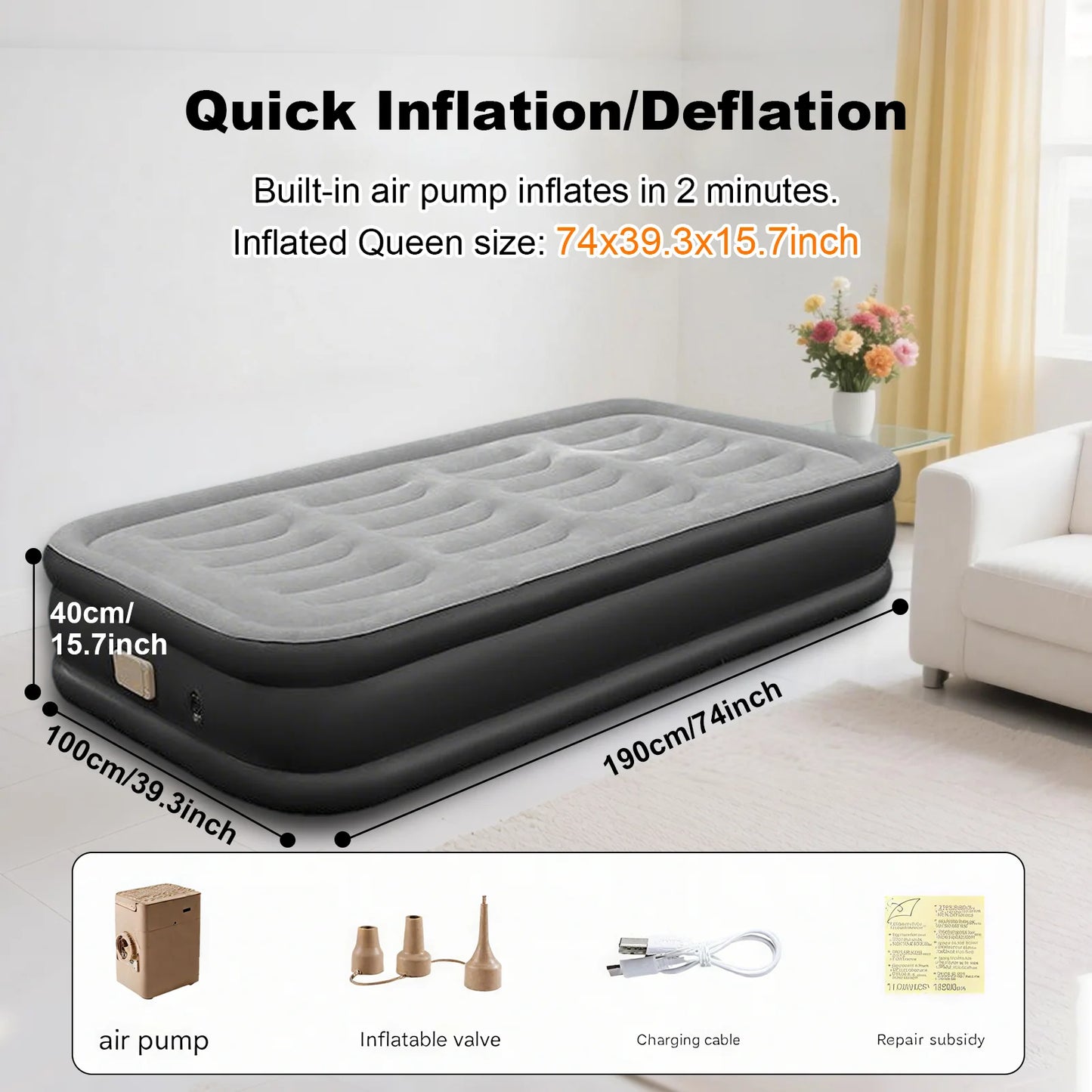 General Inflatable Mattress With Built-In Pump For Outdoor Camping