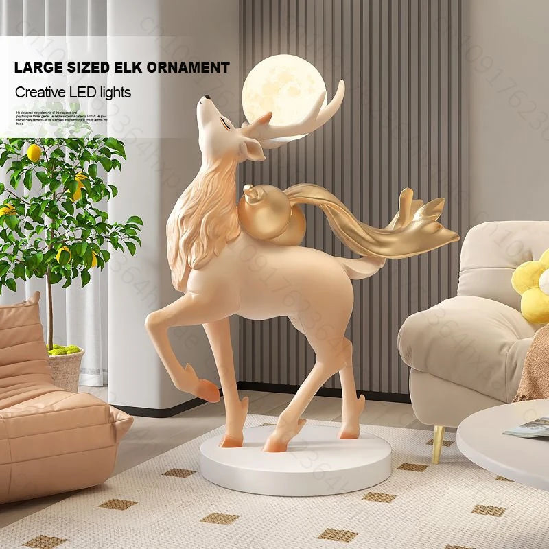 Elegant Deer Interior Floor Statue Figurine Home Entrance Decor Sculpture Living Room Stylish Modern Luxury Standing Ornaments