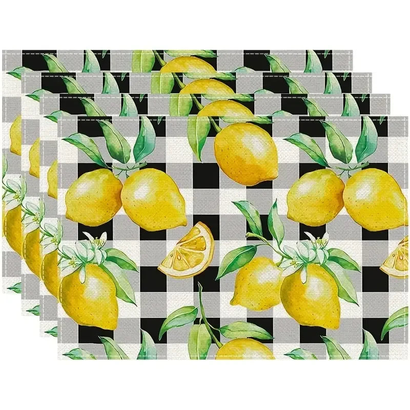 Zhejiang Lemon Printed Linen Placemat Set For Summer Table