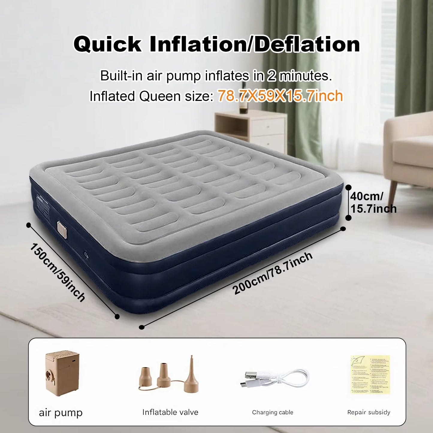 General Inflatable Mattress With Built-In Pump For Outdoor Camping