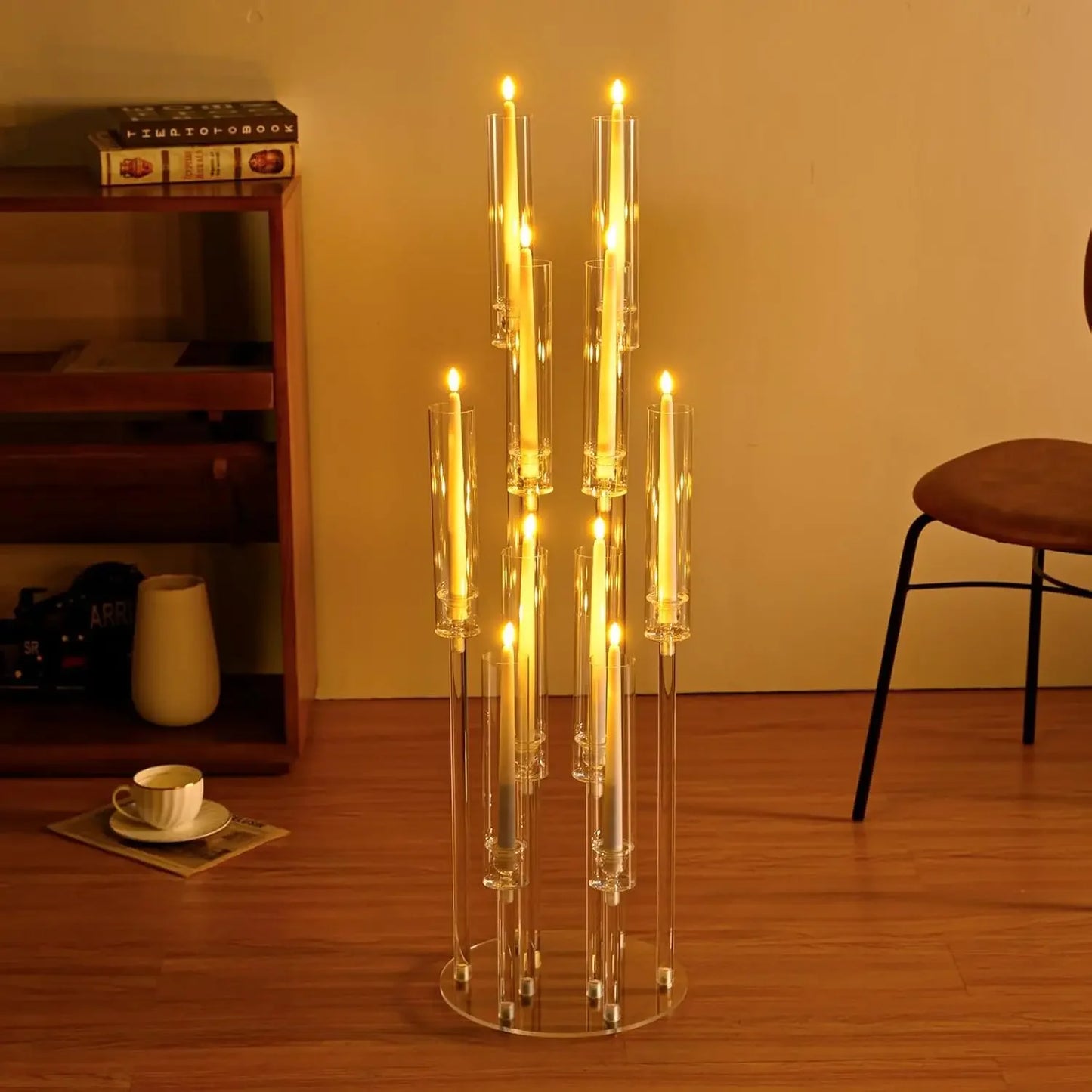 Hign-concerned 10 Arm Acrylic Candelabra Centerpiece