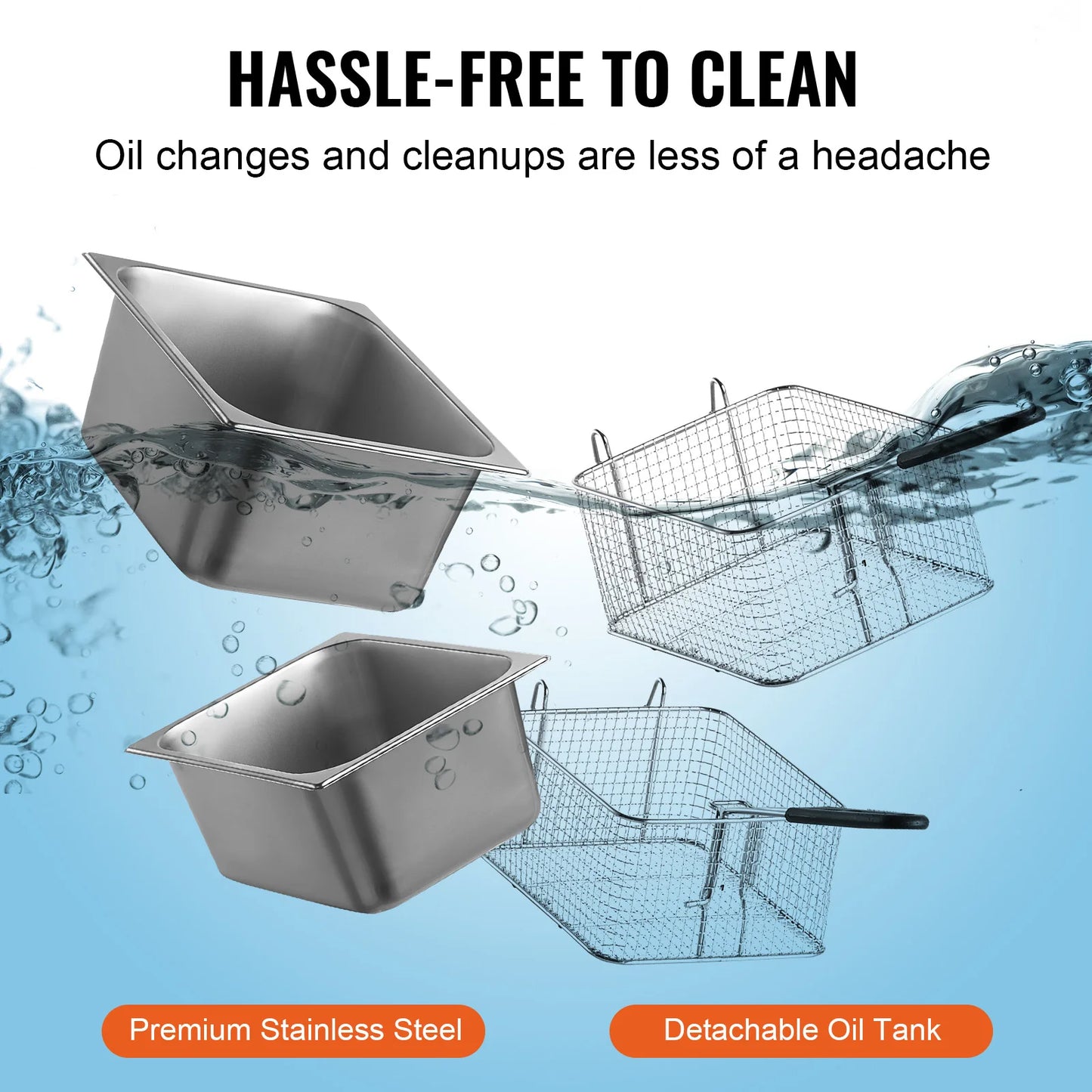 SucceBuy Electric Deep Fryer With Dual Removable Tanks Commercial Countertop