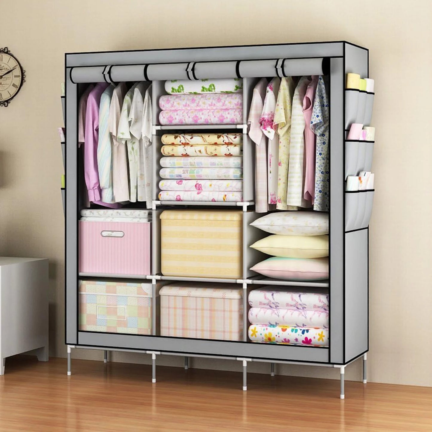 Folded Closet Organizer Storage Rack Nonwoven Fabric