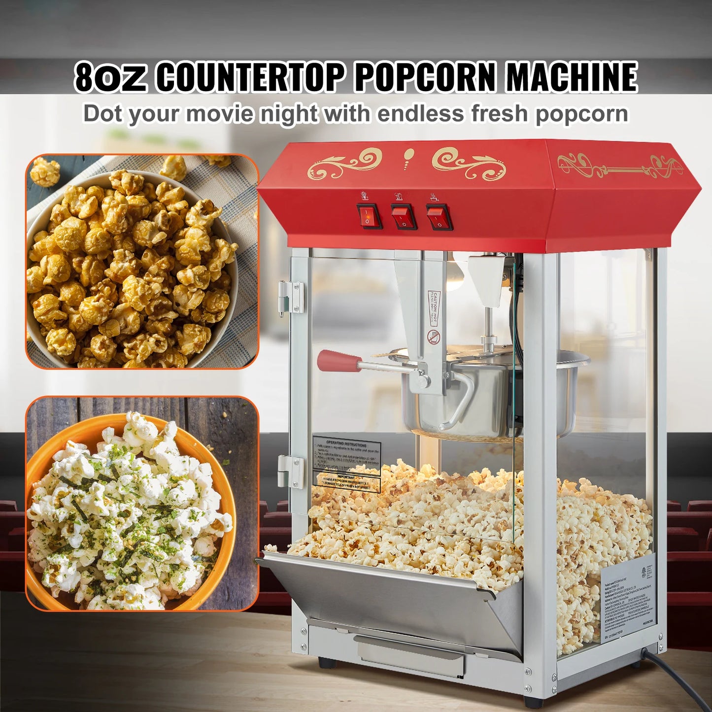 SucceBuy Electric Popcorn Maker Commercial Popper Machine