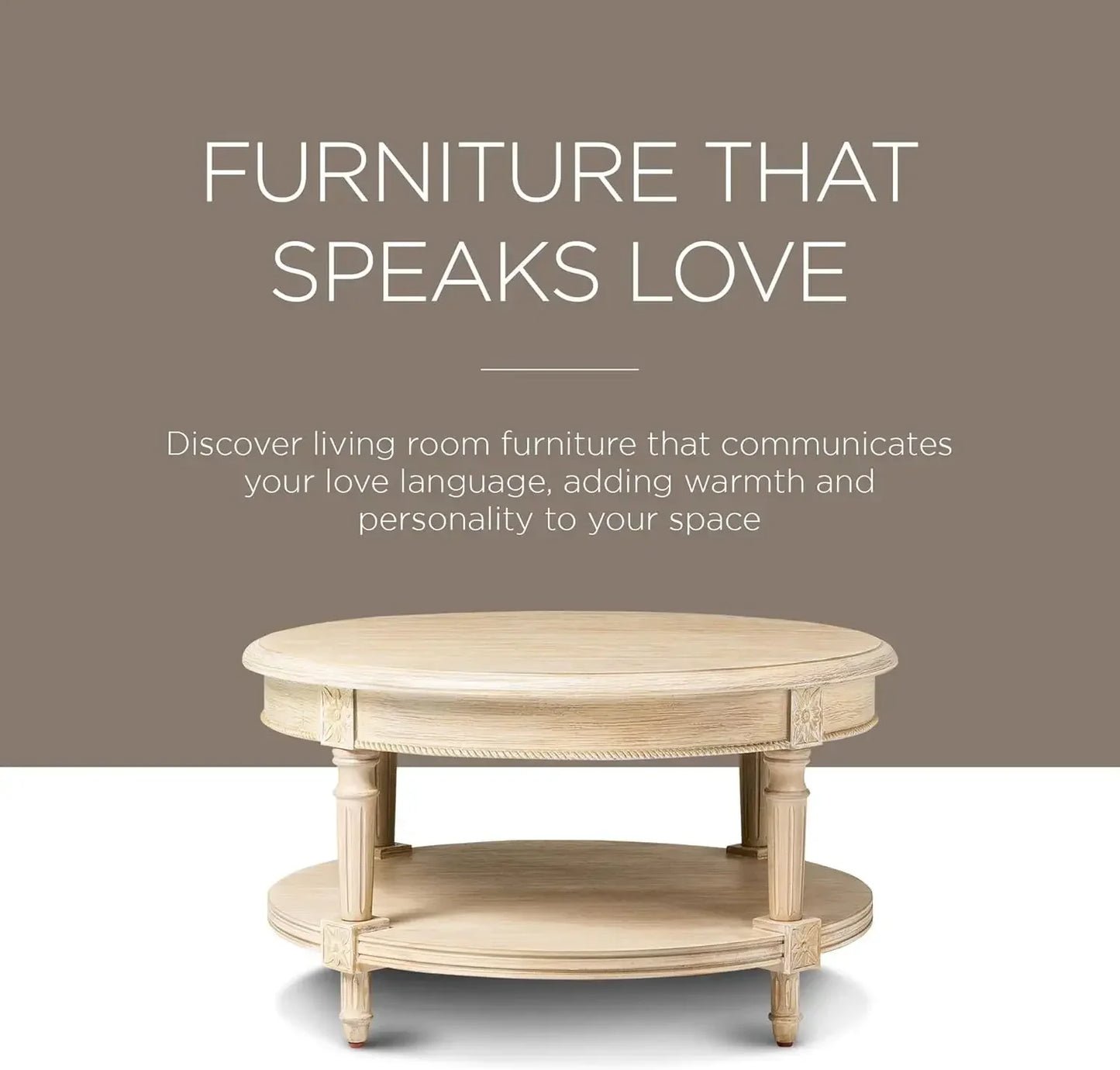 [Flash Sale!Free Shipping!]Pullman Large Curved 2TierTraditional Round Circle Wooden Center Coffee Table with Shelf Storage in R