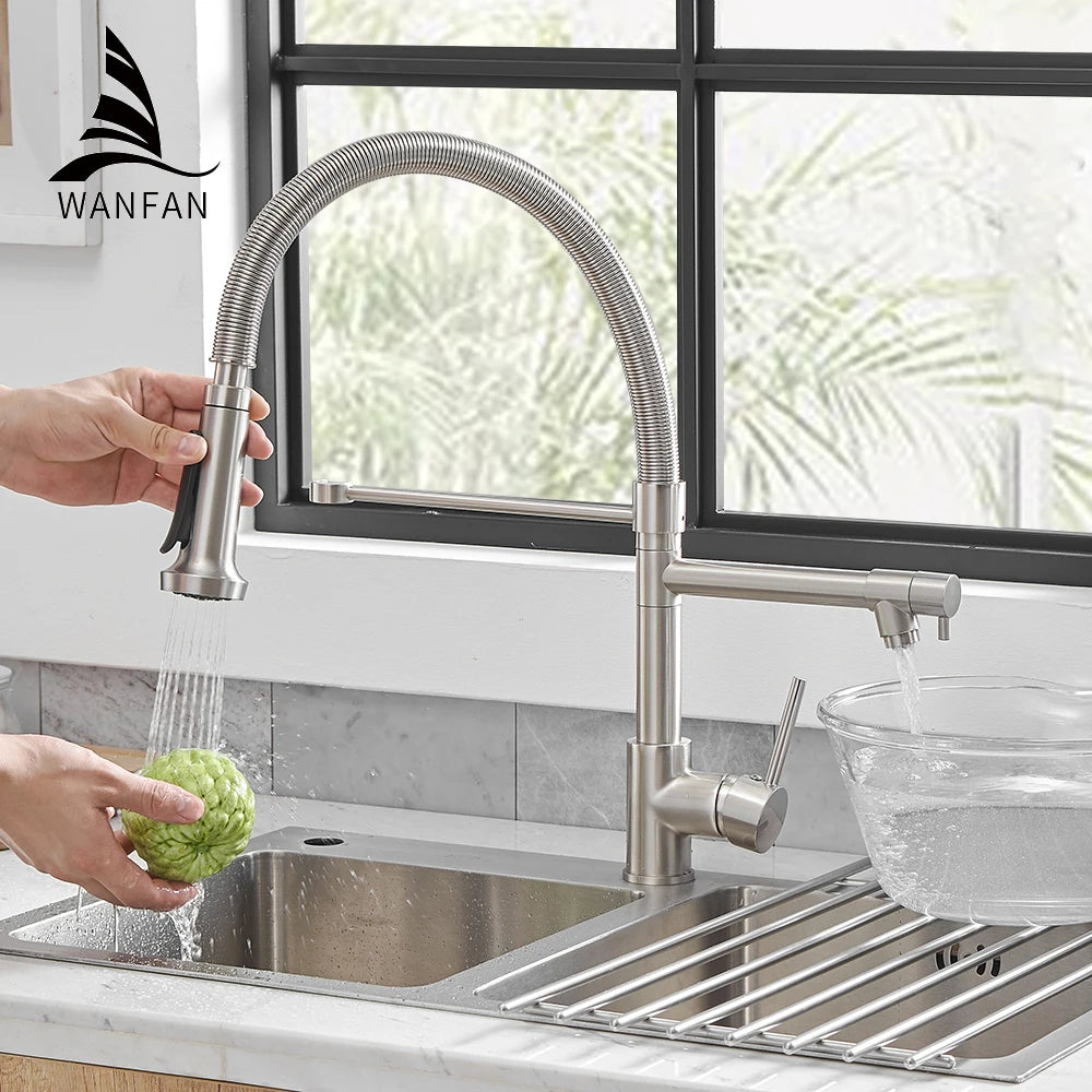 WANFAN Kitchen Faucet Stainless Steel Pull Down Sprayer