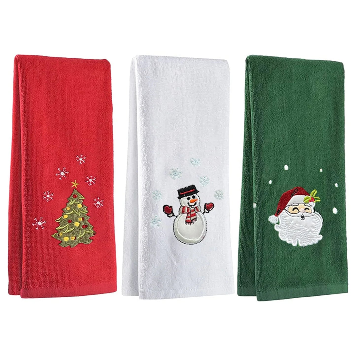 Faroot Christmas Embroidered Bath Towels Set Santa Snowman
