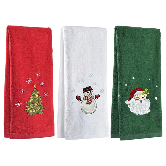 Faroot Christmas Embroidered Bath Towels Set Santa Snowman