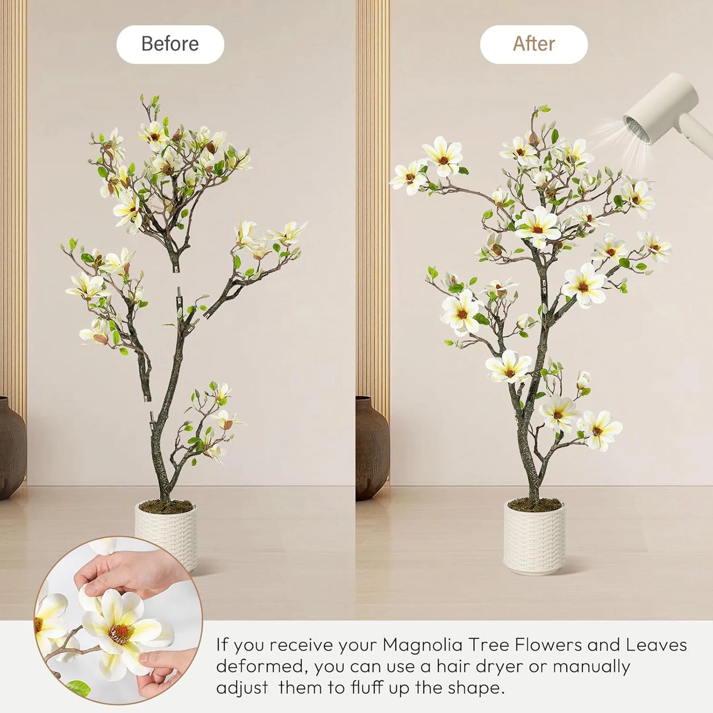 Artificial Magnolia Plant With LED Light Outdoor Patio Decor