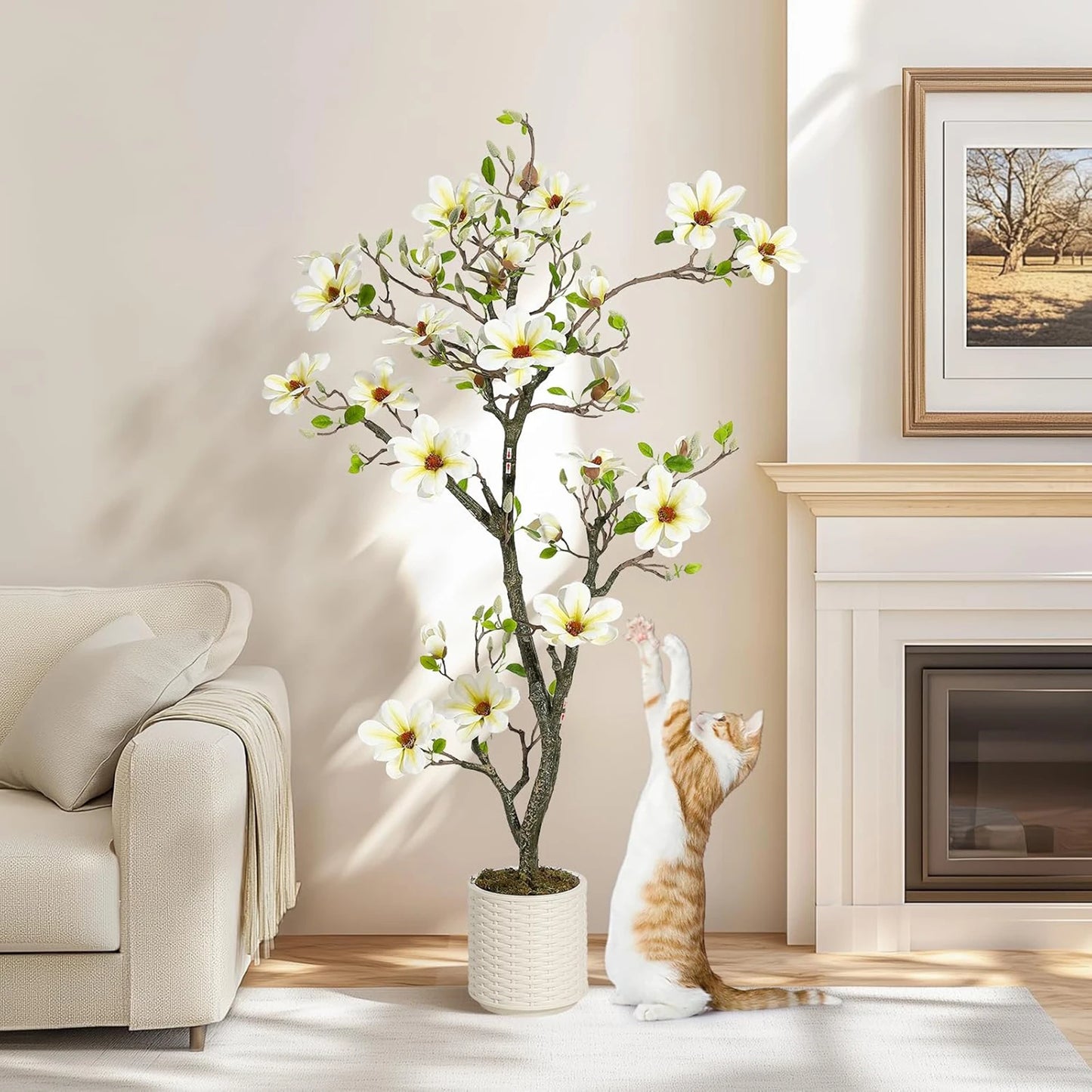Artificial Magnolia Plant With LED Light Outdoor Patio Decor