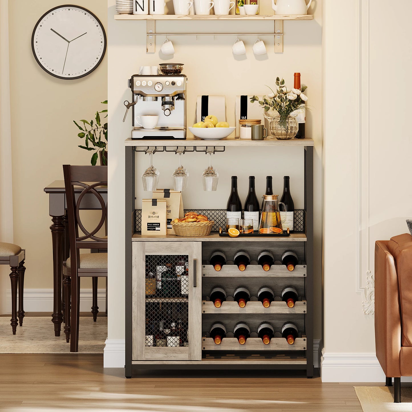 Hign-concerned Wine Bar Cabinet With LED Lights Removable Storage