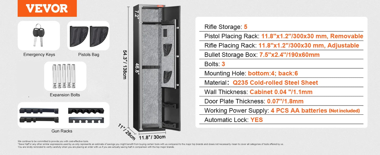 SucceBuy Rifle Safe with Digital Keypad Gun Cabinet