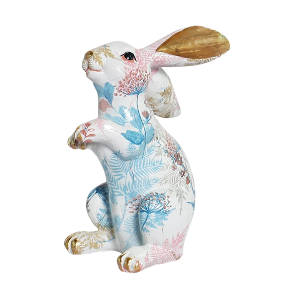 Shunmaii Rabbit Statue Resin Easter Bunny Ornament For Desk