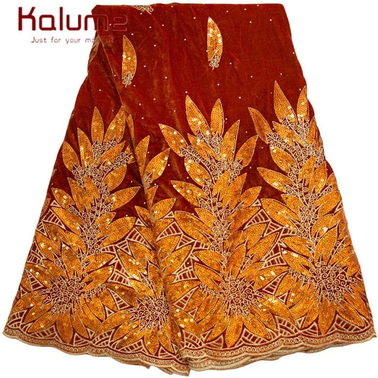 Kalume African Tulle Lace Fabric Sequins For Party Dress