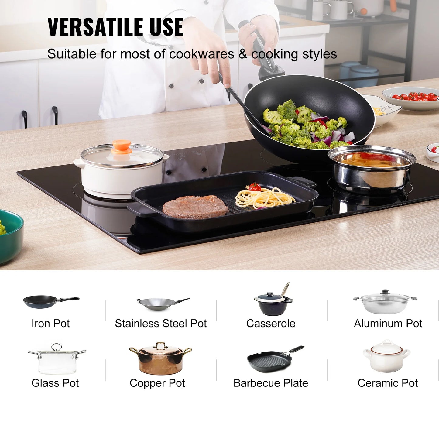 VEVOR Induction Cooktop 2 4 5 Burners Ceramic Glass
