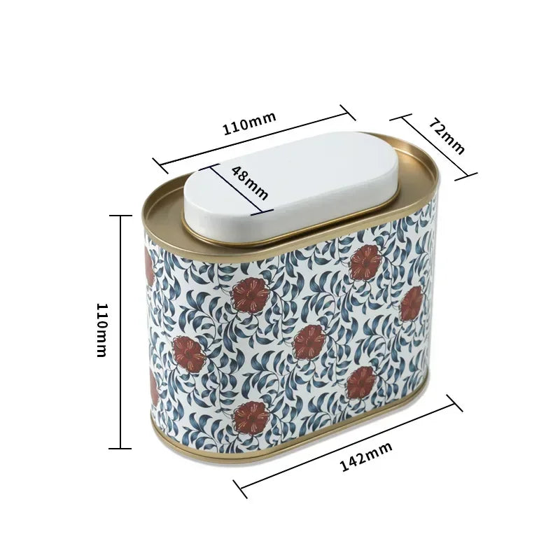 Exquisite Tin Tea Storage Can Airtight Round Container