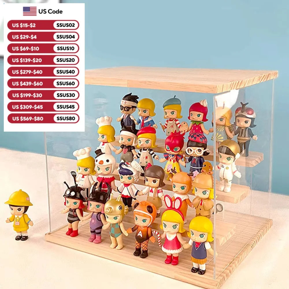 Acrylic Display Countertop Box 4 Stairs Free-standing Storage Rack Clear Doll Blind Box Storage Organizer Holder Children Shelf