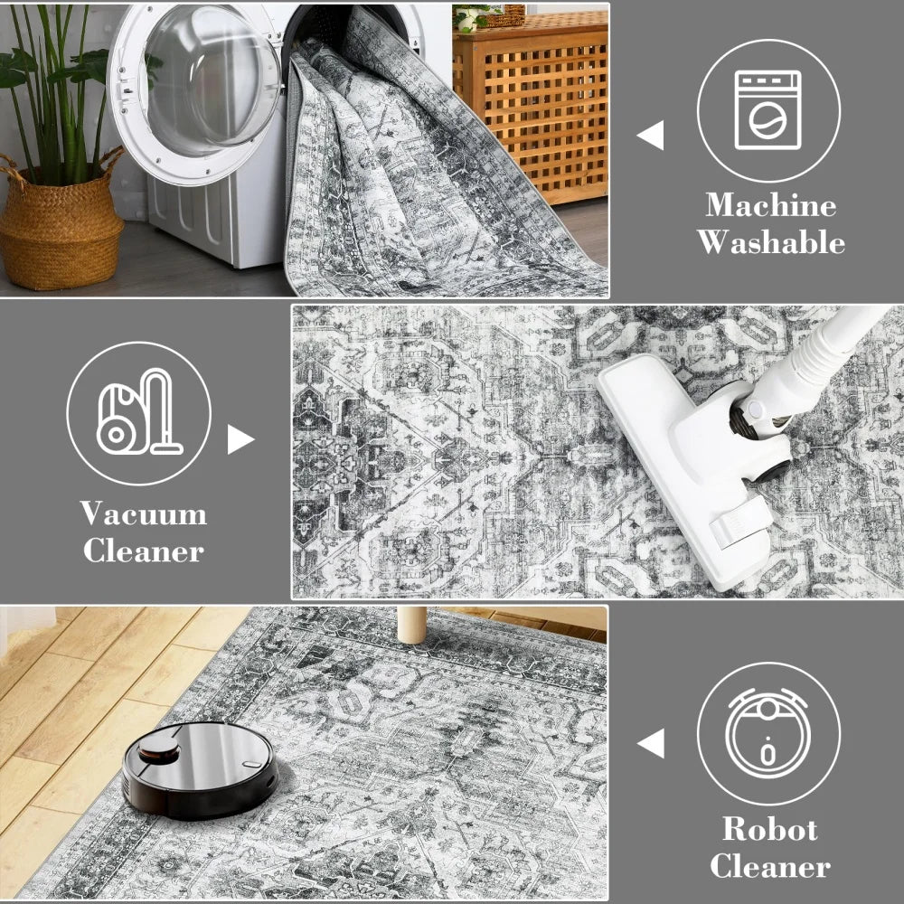 HobbyLane Washable Hallway Runner Geometric Rug Anti Slip