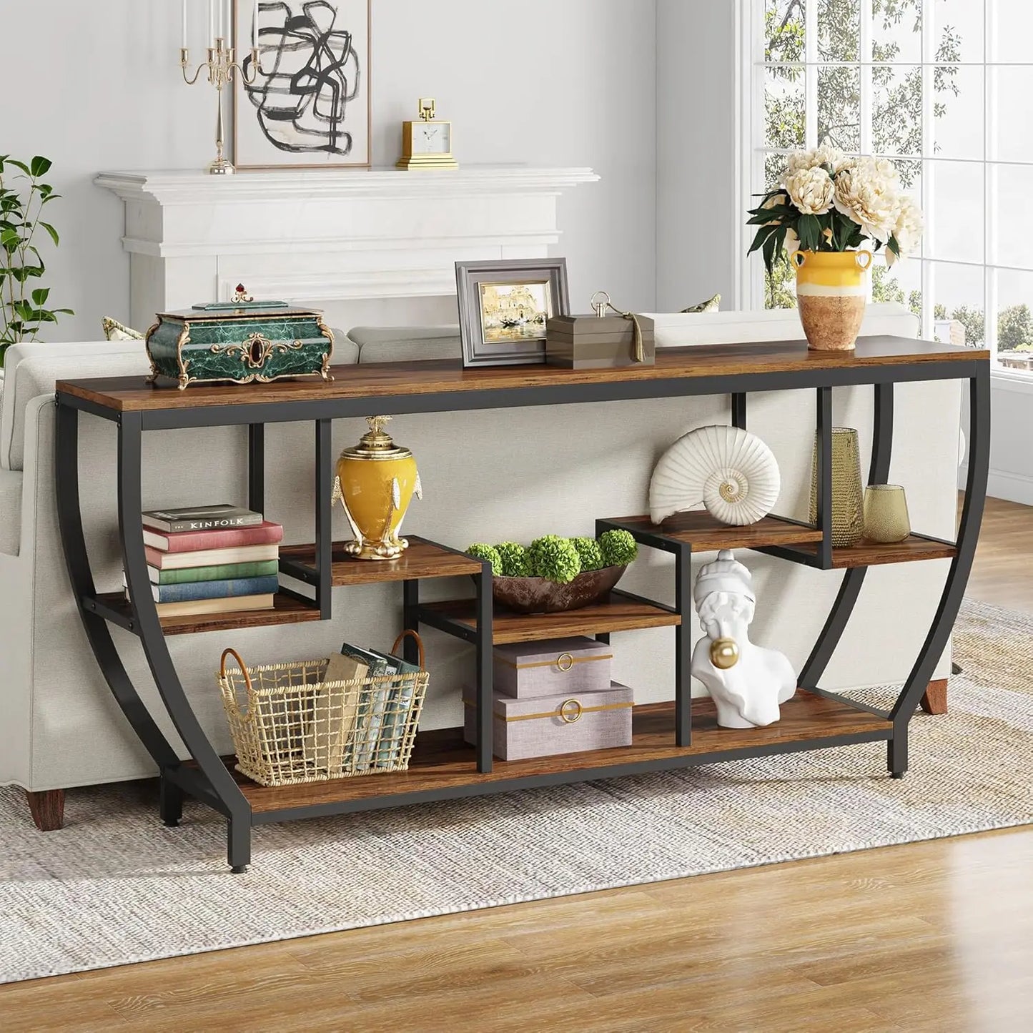 LITTLE TREE Sofa Table With Shelves And Storage Console