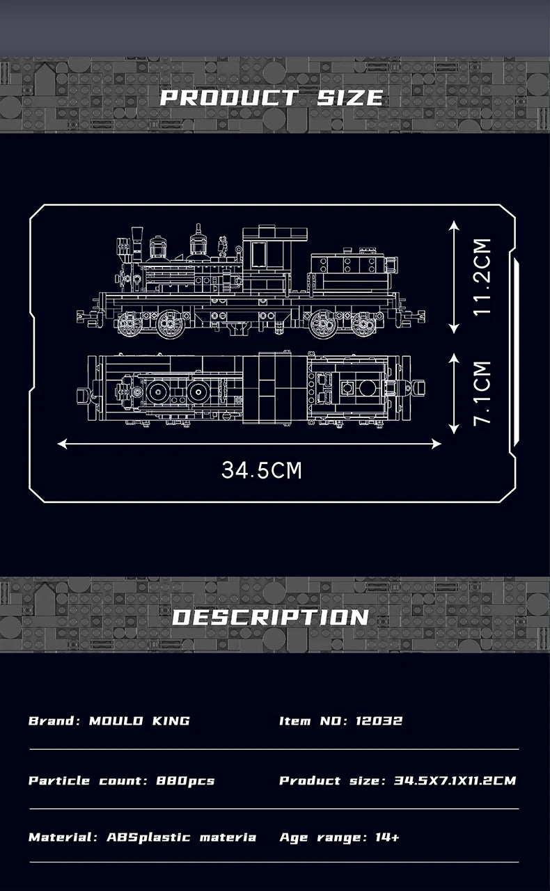 Mould King 12032 RC Shay Type Steam Locomotive Building Block