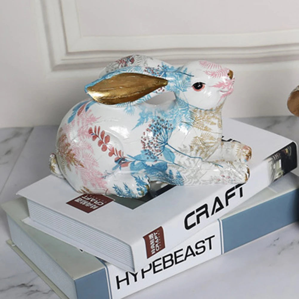 Shunmaii Rabbit Statue Resin Easter Bunny Ornament For Desk