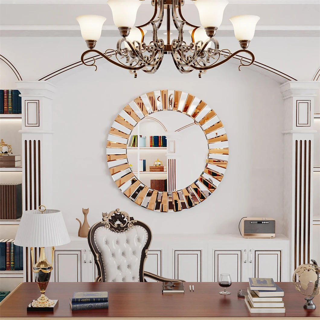 BORWARTH Round Wall Mirror For Entrance Hallway Bathroom