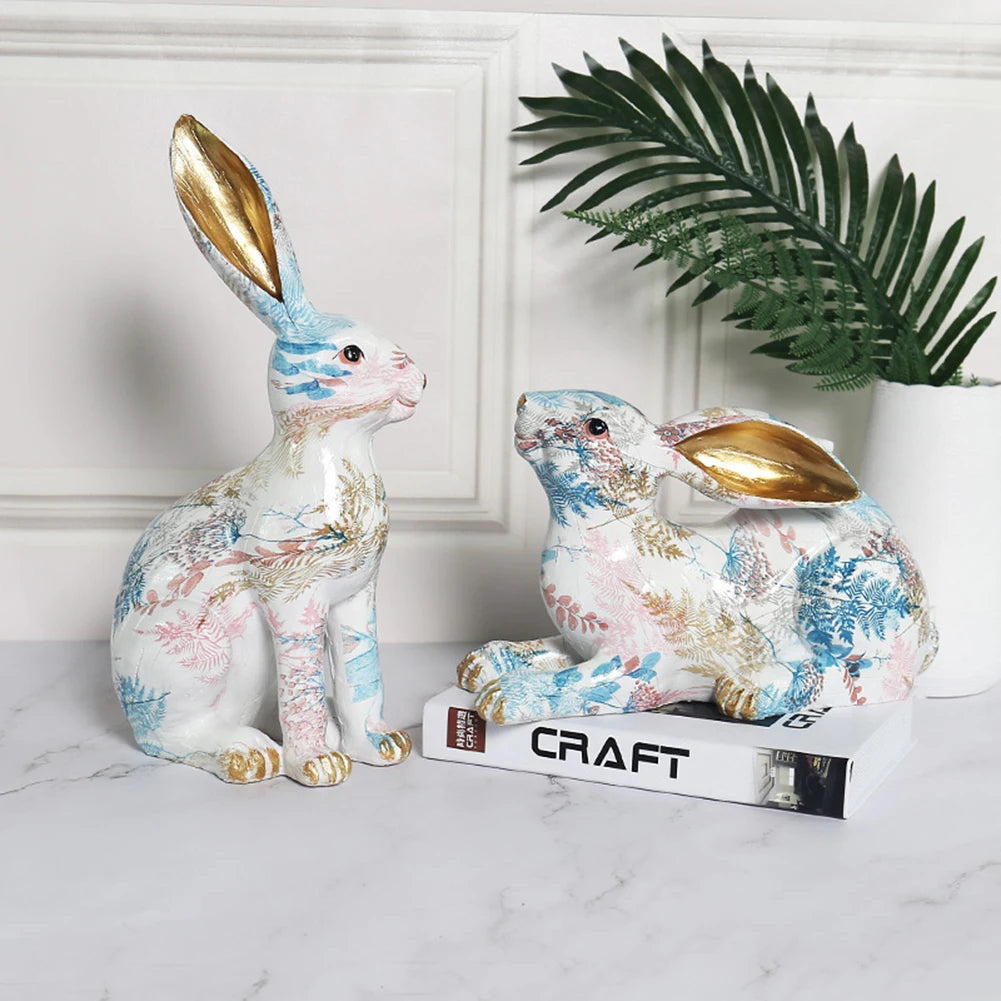 Shunmaii Rabbit Statue Resin Easter Bunny Ornament For Desk