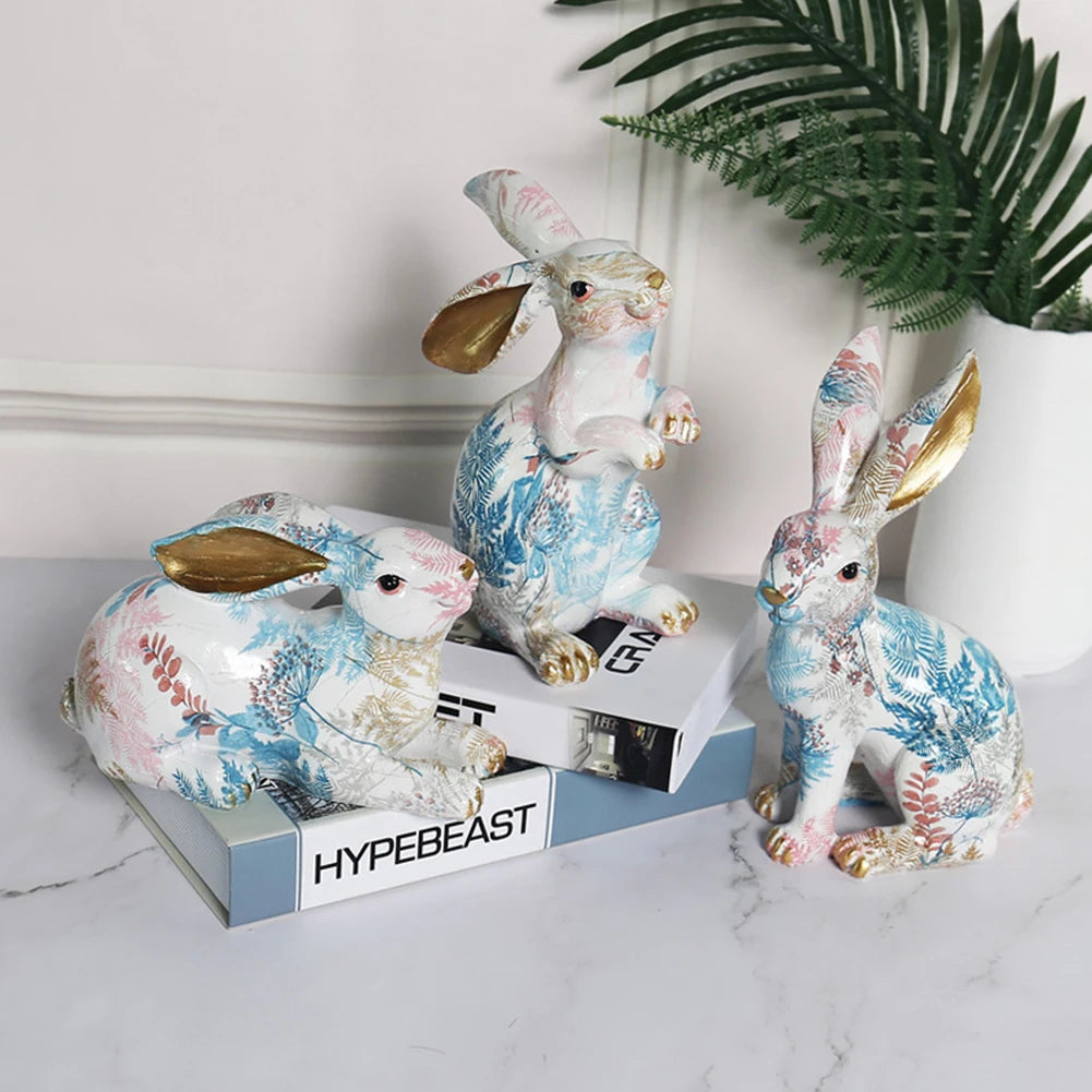 Shunmaii Rabbit Statue Resin Easter Bunny Ornament For Desk