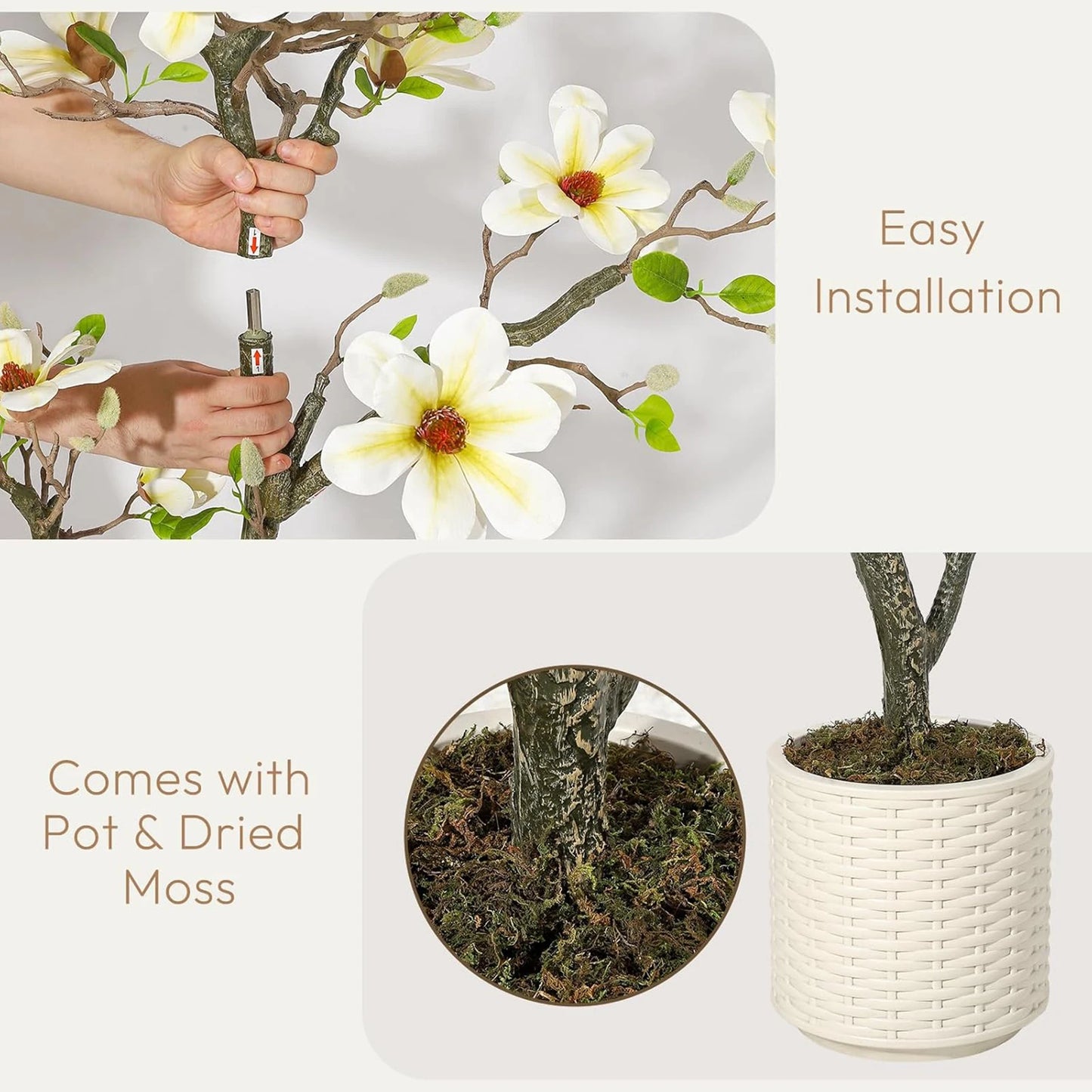 Artificial Magnolia Plant With LED Light Outdoor Patio Decor