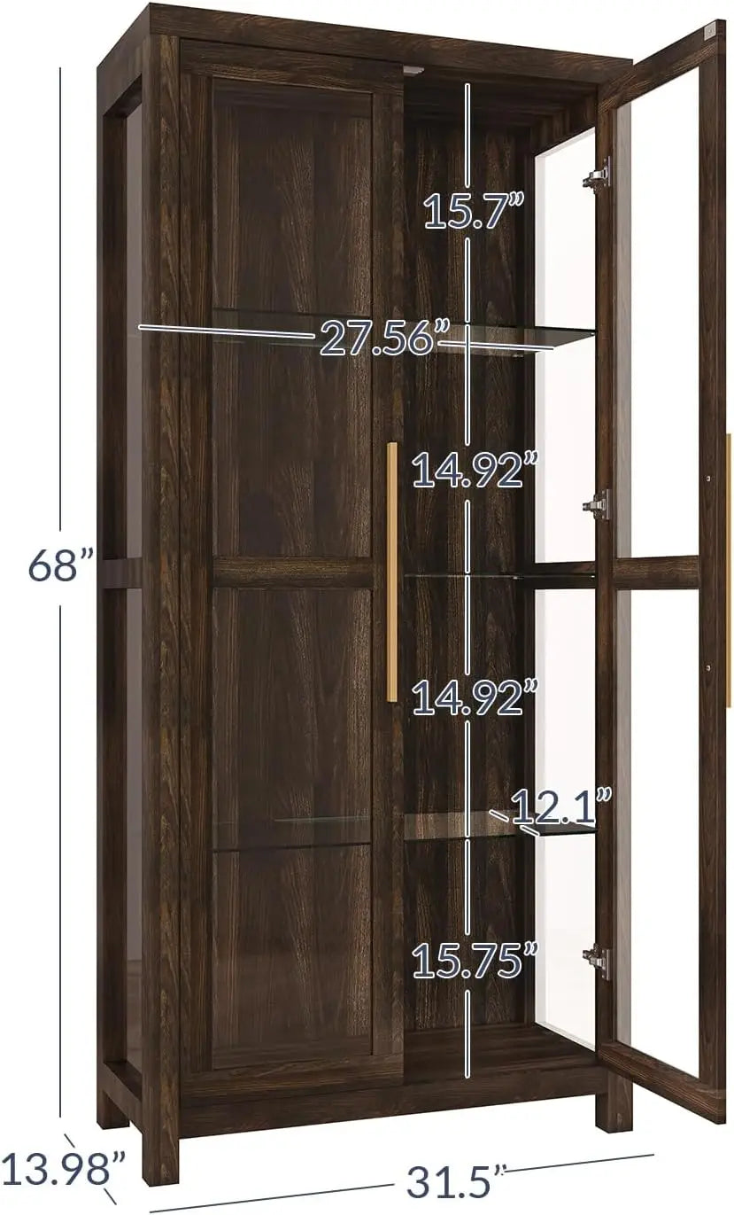 XMSJ Avalon Curio Cabinet With Tempered Glass Doors