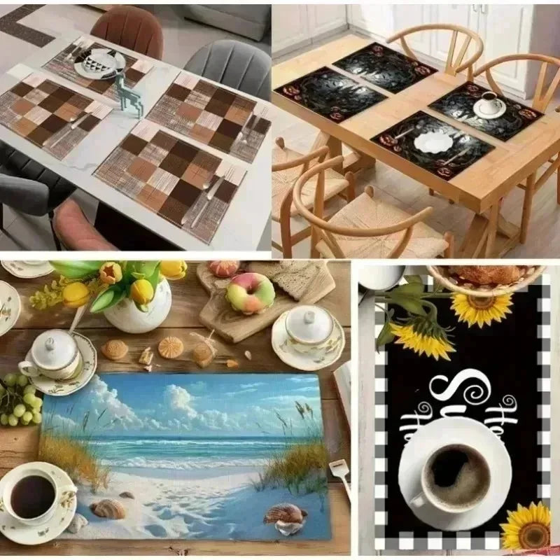 Zhejiang Lemon Printed Linen Placemat Set For Summer Table