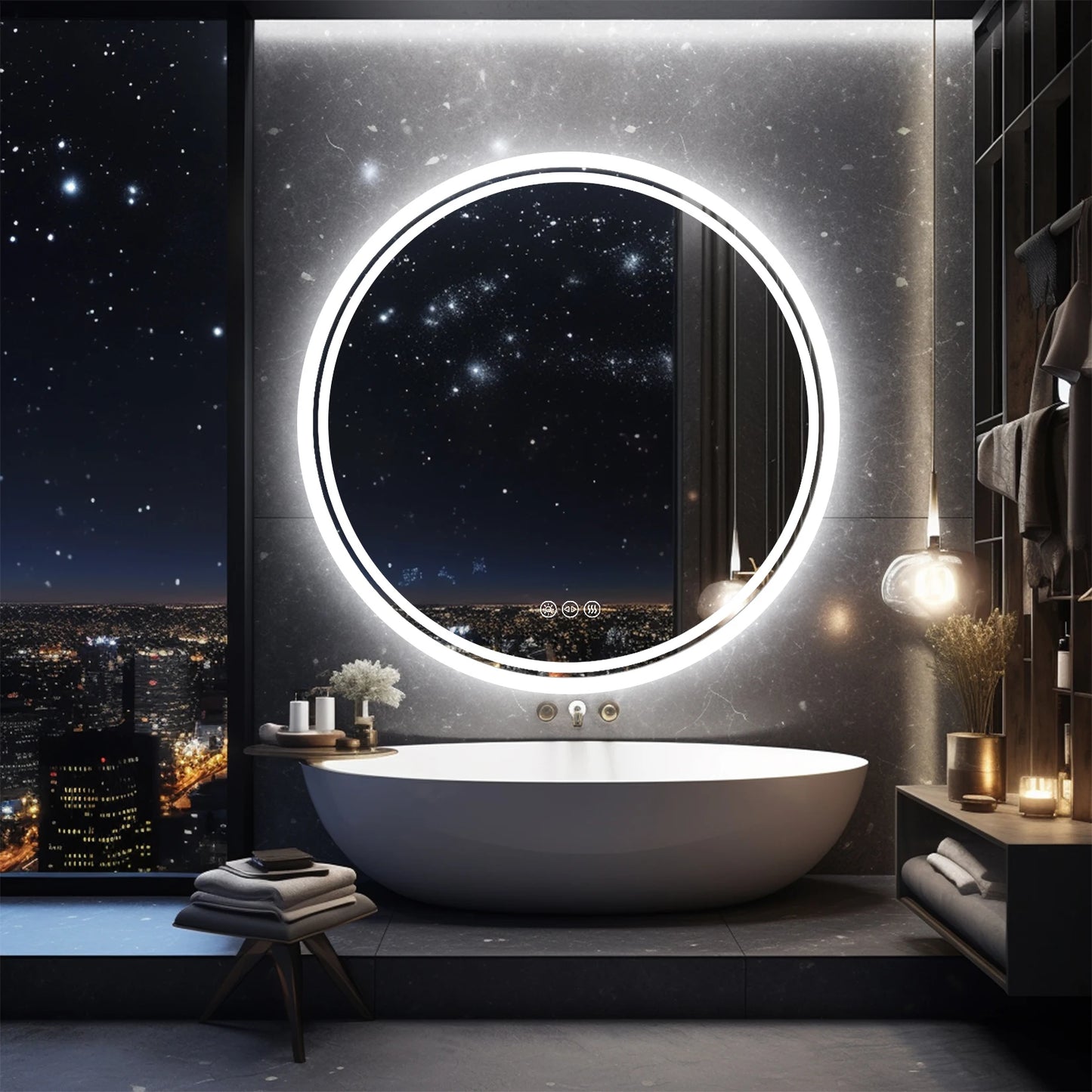 Wisfor Bathroom LED Mirror Circle Backlit Wall Mounted IP65