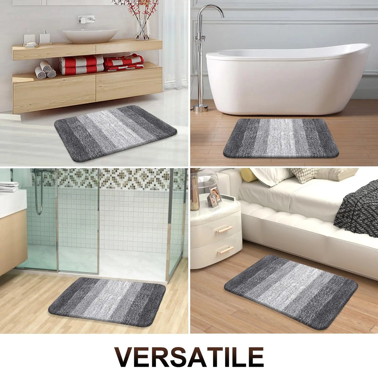 Bathroom Rug 30x20in Microfiber Soft Absorbent Quick Dry Rubber Backing for Tub Shower