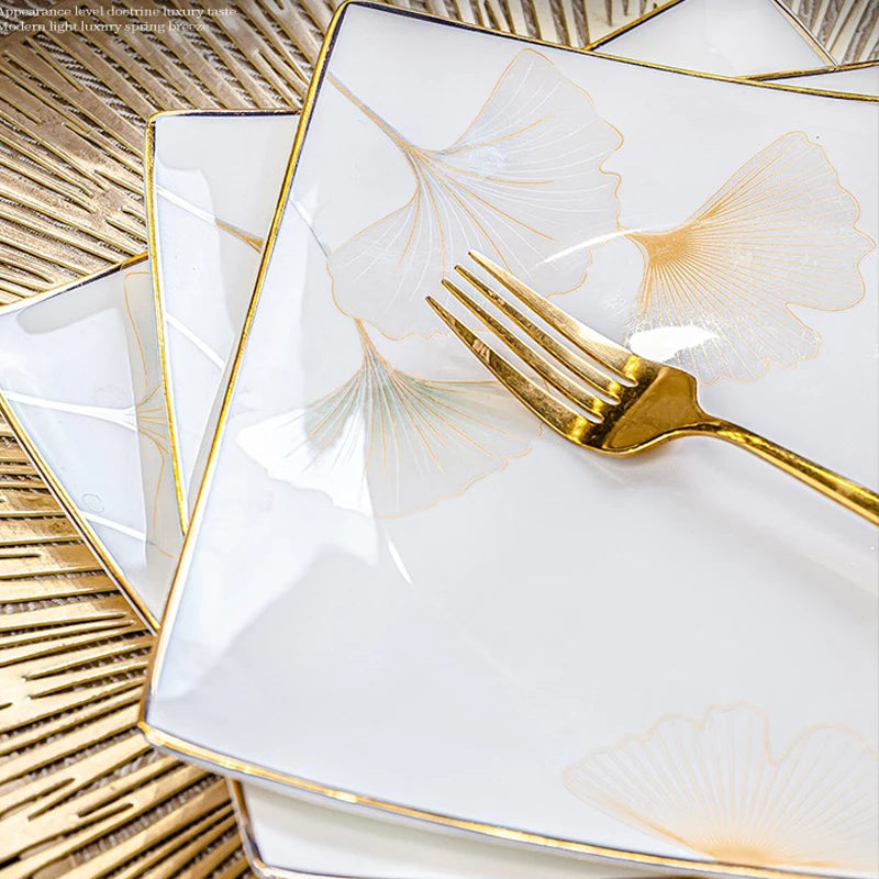 60 Heads Jingdezhen Bone China Dishes Set Pot Dinner Tableware Rice Bowl Soup Bowl Salad Noodles Bowl Plate Dish Bowl Dinnerware