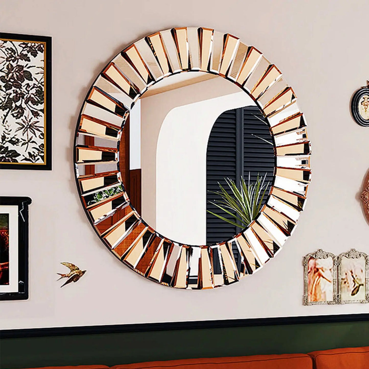 BORWARTH Round Wall Mirror For Entrance Hallway Bathroom