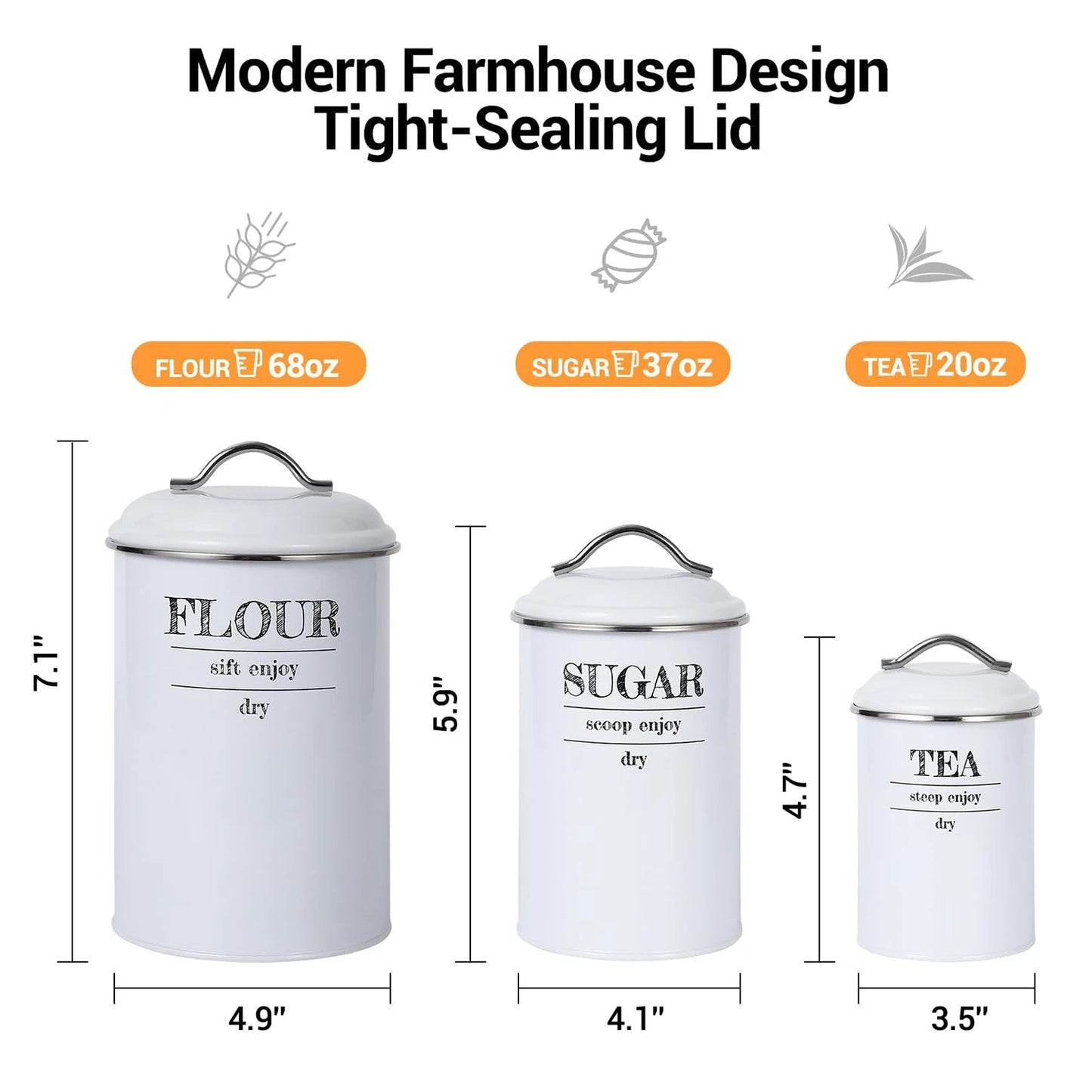 Condiments Kitchen Canister Set With Lids For Countertop