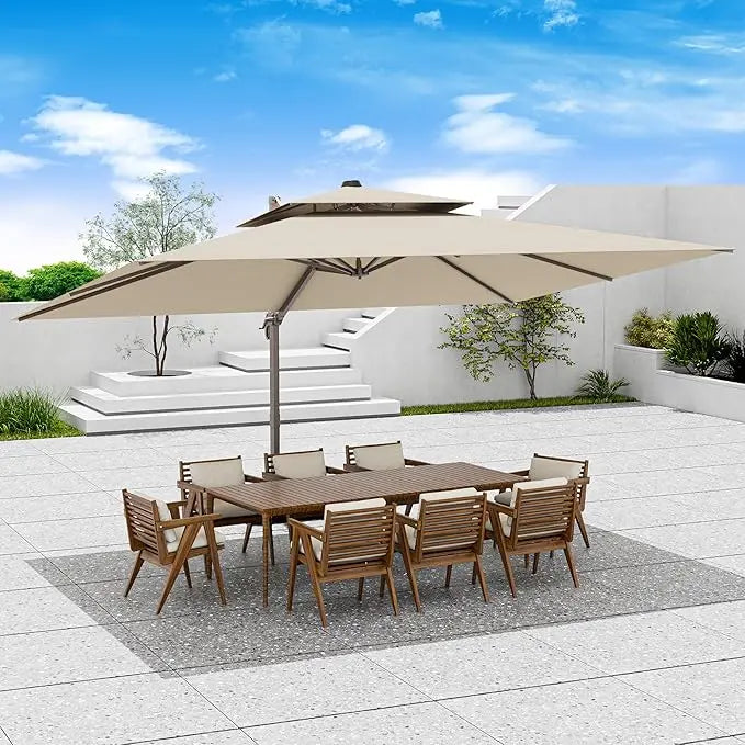 Cantilever Patio Umbrella 360 Degree Rotation Heavy Duty Rectangular Offset