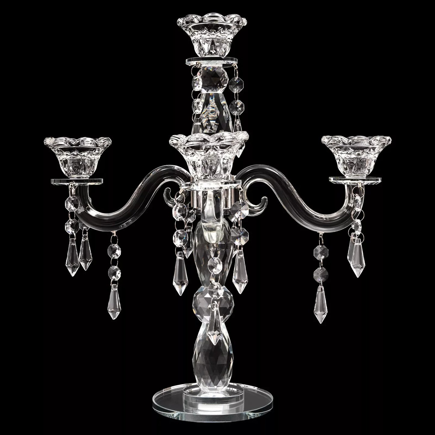 Bymaocar 5 Arm Crystal Candle Centerpiece Candelabra