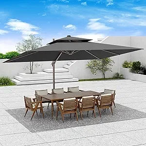 Cantilever Patio Umbrella 360 Degree Rotation Heavy Duty Rectangular Offset