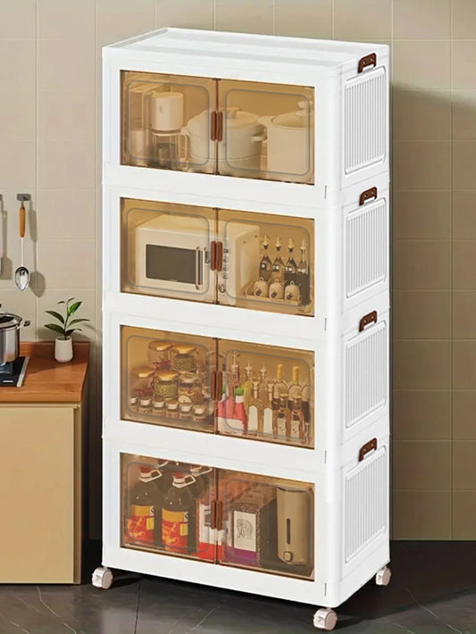 Plastic Storage Bins Lids Four Layer Collapsible Wheels