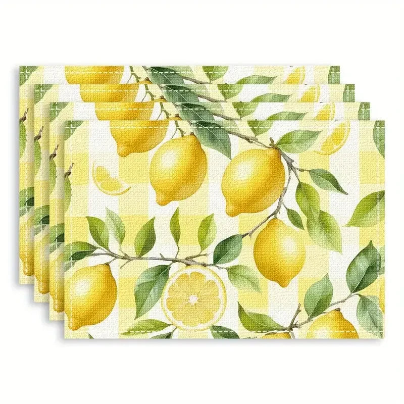 Zhejiang Lemon Printed Linen Placemat Set For Summer Table
